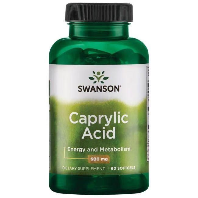 Swanson Caprylic Acid 600mg | Energy and Metabolism | Promotes Gut Health | 60 Softgels Exp 10/2026 - Ome's Beauty Mart