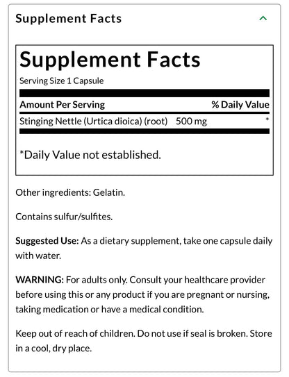 Swanson Stinging Nettle Root 500mg | Prostate and Urinary Tract Health | 100 Capsules Exp SMUDGED (but 03/2026 batch see last picture ) - Ome's Beauty Mart