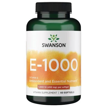 Swanson Vitamin E 1000iu (450mg) 60 Softgels Mfg 07/2023 - Ome's Beauty Mart