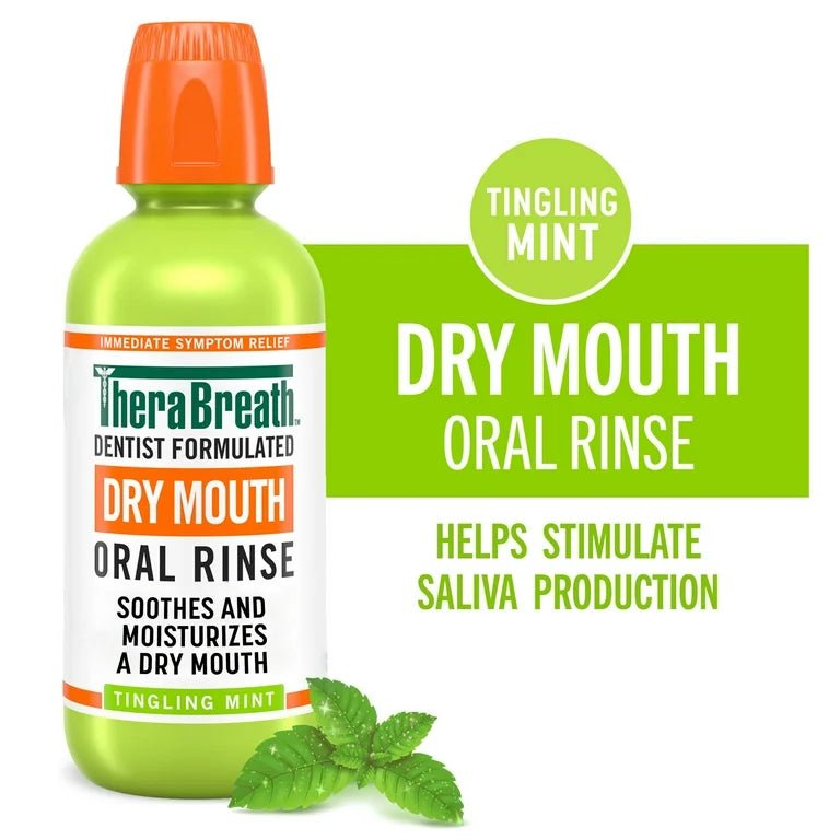 Therabreath Dry Mouth Oral Rinse | Mouth Wash | Relieves Dry Mouth Symptoms | Dentist Formulated | Tingling Mint - 16oz Exp 03/2025 - Ome's Beauty Mart