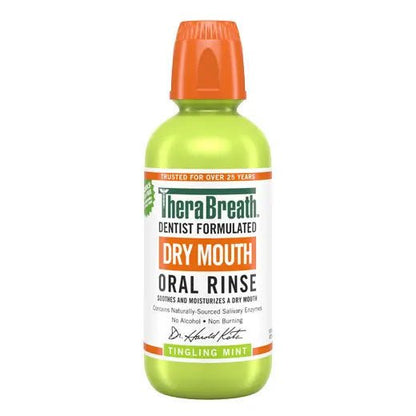 Therabreath Dry Mouth Oral Rinse | Mouth Wash | Relieves Dry Mouth Symptoms | Dentist Formulated | Tingling Mint - 16oz Exp 03/2025 - Ome's Beauty Mart