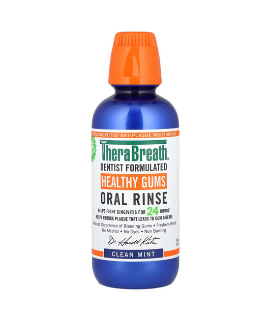 TheraBreath Healthy Gums Antigingivitis Oral Rinse Mouth Wash | Protects from Plaque & Tartar | Clean Mint, 16 fl.oz Exp 05/2025 - Ome's Beauty Mart