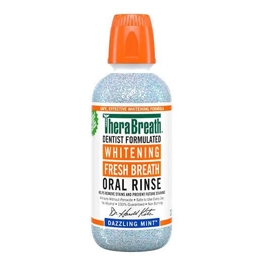 TheraBreath Whitening Fresh Breath Oral Rinse | Mouth Wash | Dentist Formulated | Dazzling Mint 16 fl.oz Exp 06/2025 - Ome's Beauty Mart