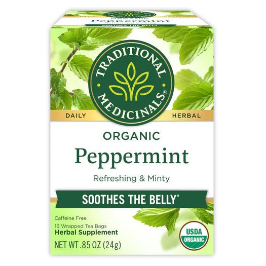 Traditional Medicinals Organic Peppermint Tea | Soothes Your Belly | Refreshing & Minty | 16 Tea Bags Exp 06/2027 - Ome's Beauty Mart