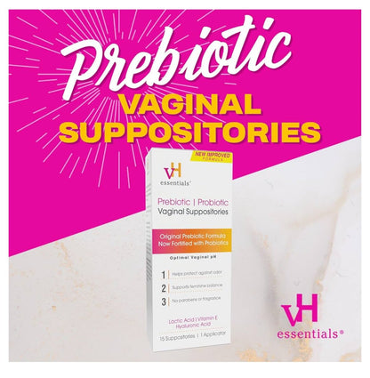 vH essentials Prebiotic + Probiotic Vaginal Suppositories | New Improved Formula with Vitamin E and Hyaluronic Acid | Exp 12/2025 - Ome's Beauty Mart