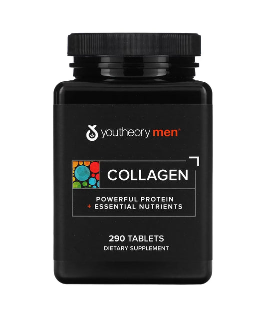 Youtheory Collagen for Men | With Biotin, Vitamin C and 18 Amino Acids Hydrolyzed Collagen | 290 Tablets Exp 01/2027 - Ome's Beauty Mart