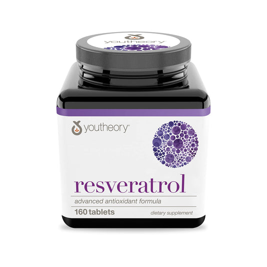 Youtheory Resveratrol 100mg - Advanced Antioxidant Formula with resVida | Anti-Aging | 160 Tablets Exp 12/2026 - Ome's Beauty Mart