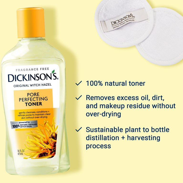 Dickinson's Original Witch Hazel Pore Perfecting Toner, 100% Natural, 16 fl oz - Ome's Beauty Mart