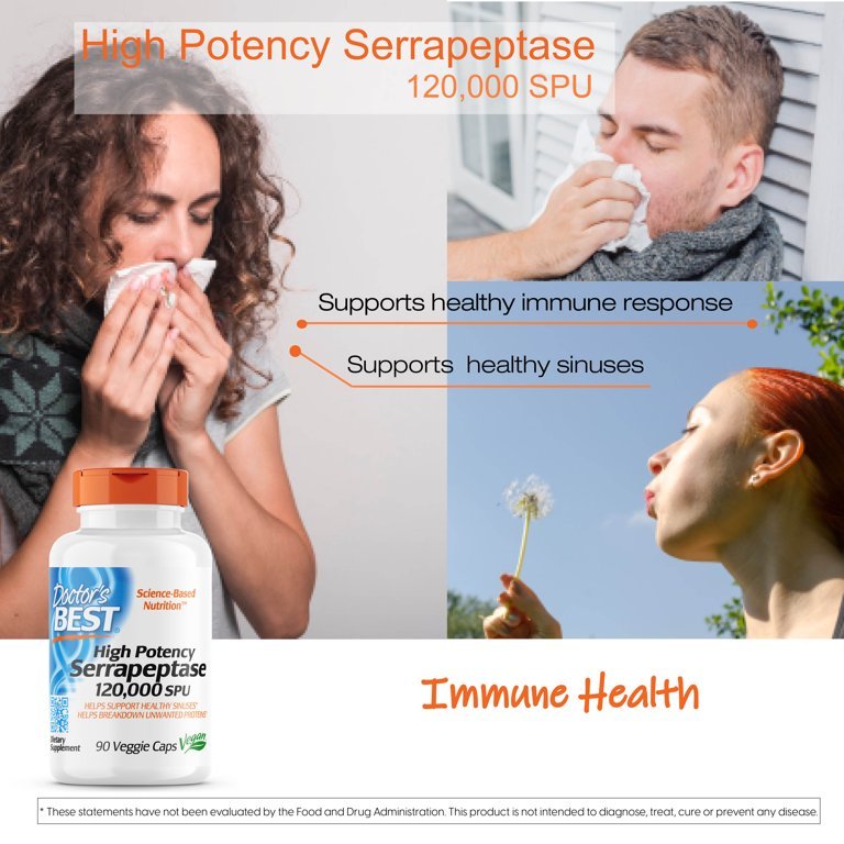 Doctor's Best High Potency Serrapeptase, 120,000 SPU, 90 Count - Ome's Beauty Mart