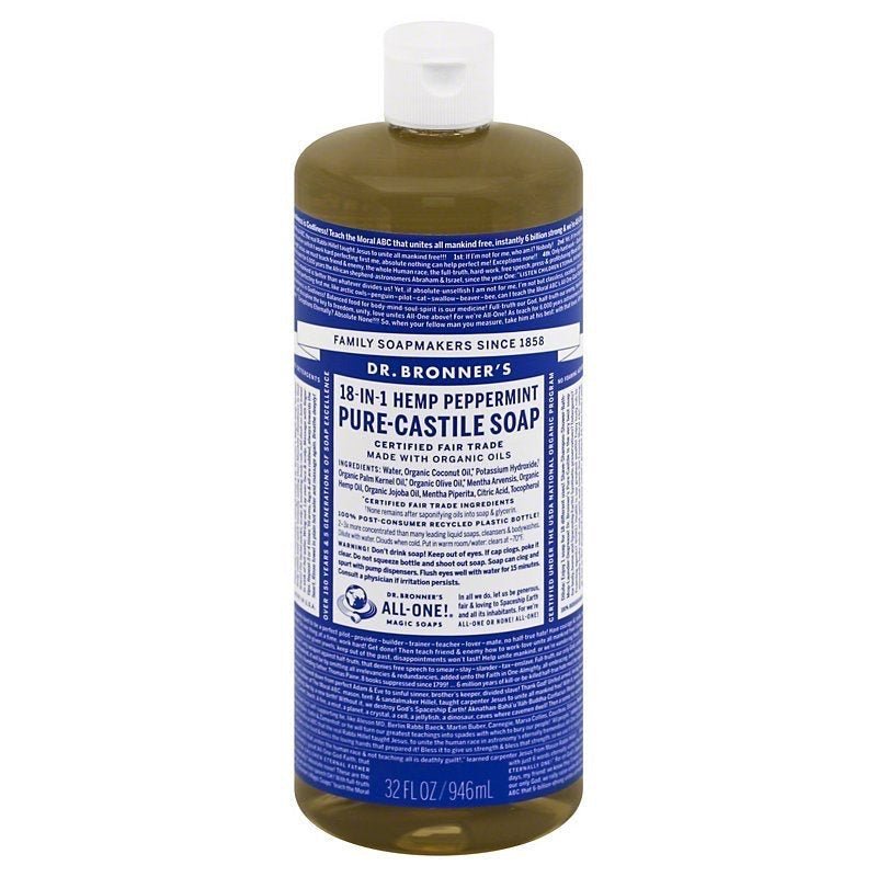 Dr. Bronner's 18-in-1 Hemp Peppermint Pure-Castile Soap 32oz - Ome's Beauty Mart