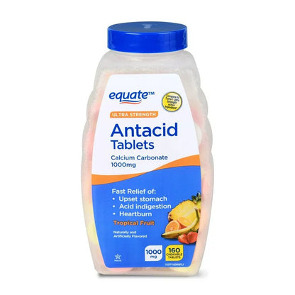 Equate Ultra Strength Antacid Tropical Fruit Chewable Tablets, 1000 mg, 160 Count - Ome's Beauty Mart