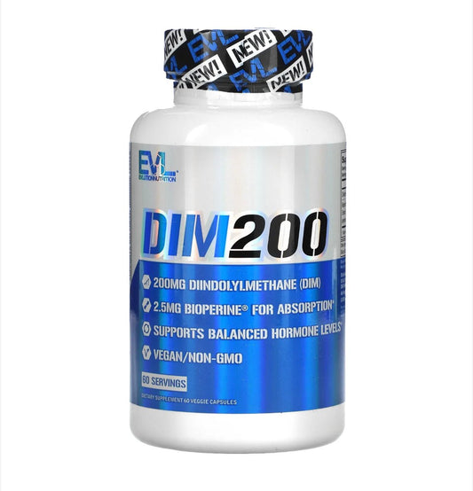 Evlution DIM (DiIndolylMethane) 200mg + 2.5mg BioPerine 60 Capsules - Ome's Beauty Mart