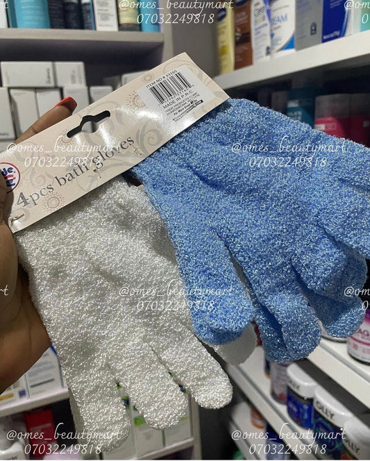 Exfoliating Bath Gloves (Body Sponges) - Blue & White pairs - Ome's Beauty Mart