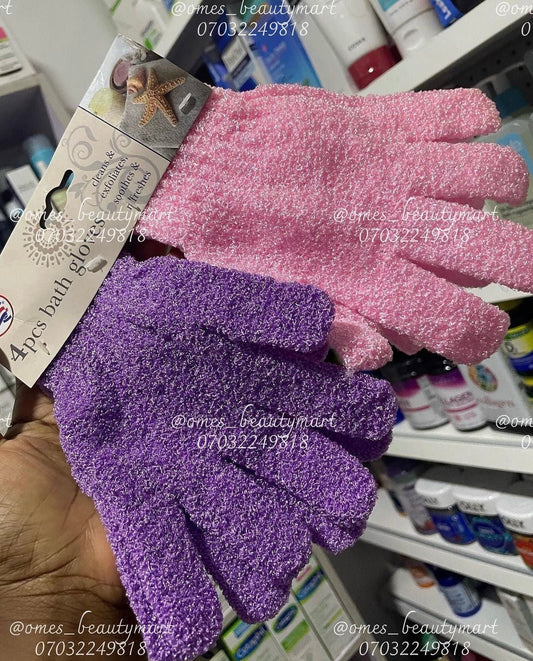 Exfoliating Bath Gloves (Body Sponges) - Pink & Purple pairs - Ome's Beauty Mart