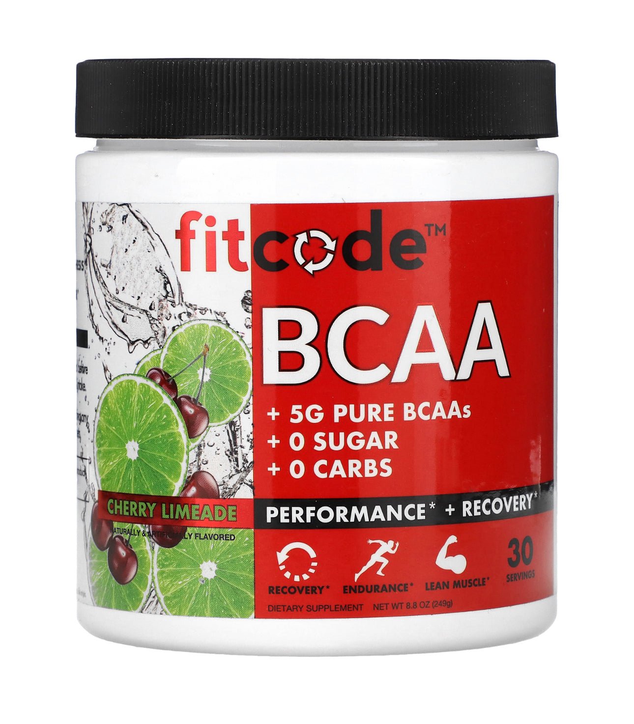 FitCode BCAA, | Branched-Chain Amino Acids | Cherry Limeade, 5 g, 8.8 oz (249 g) - Ome's Beauty Mart