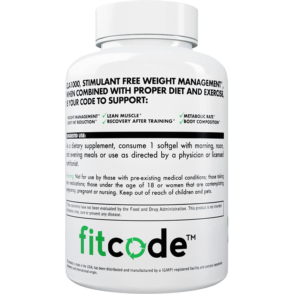 FitCode CLA 1000 Conjugated Linoleic Acid 1,000 mg | Stimulant-Free Weight Loss Supplement | 90 Softgels Exp 9/2024 - Ome's Beauty Mart
