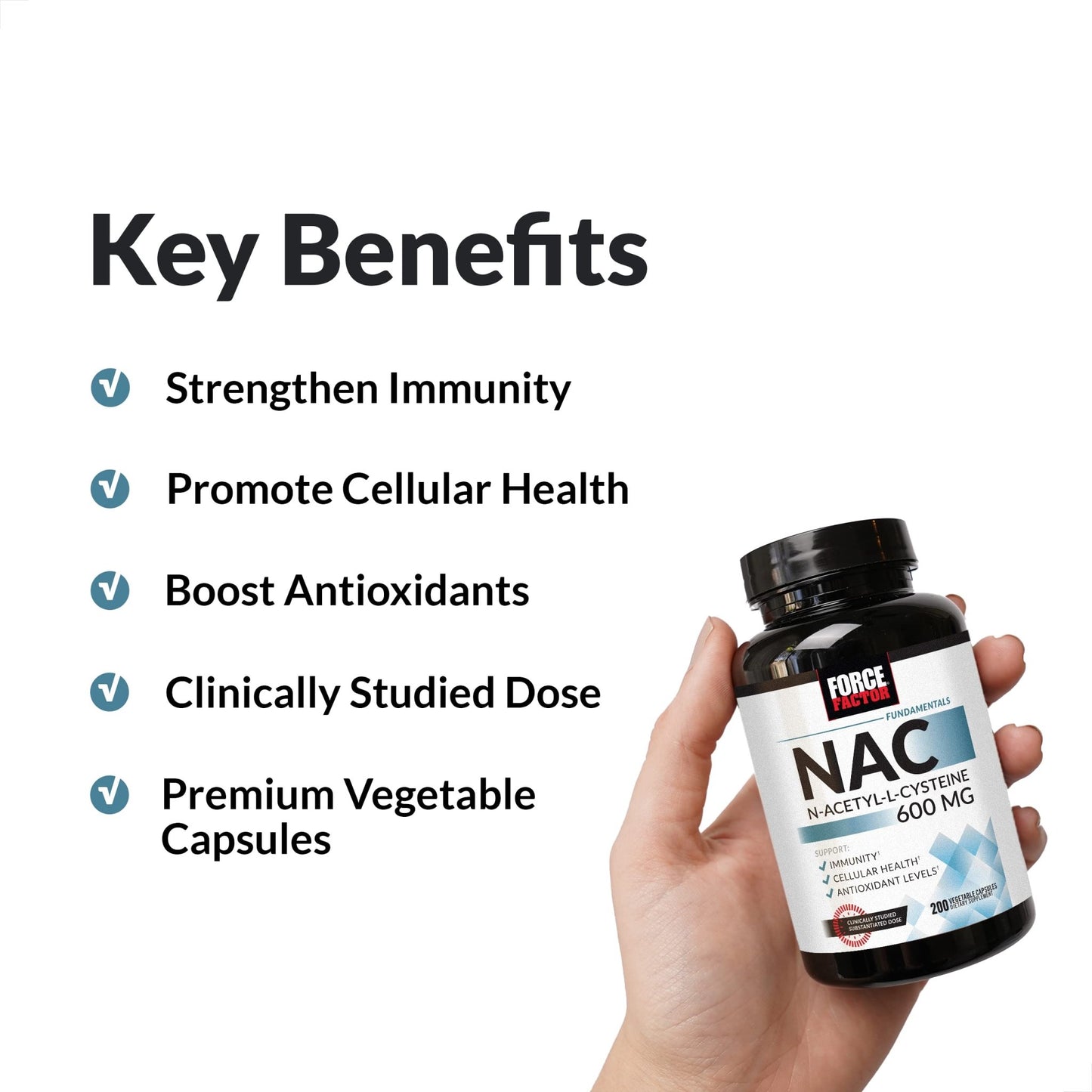 Force Factor NAC (N-Acetyl-L-Cysteine) | Supports Immunity & Cellular Health | 600 mg | 200 Capsules - Ome's Beauty Mart
