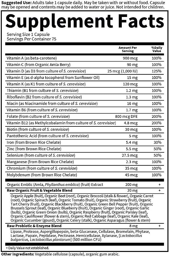 Garden of Life Vitamin Code Raw One Once Daily Women Multivitamin + Probiotics 75 Capsules - Ome's Beauty Mart