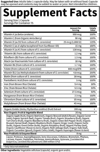 Garden of Life Vitamin Code Raw One Once Daily Women Multivitamin + Probiotics 75 Capsules - Ome's Beauty Mart