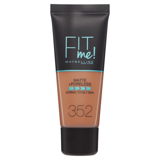 MAYBELLINE FIT ME MATTE & PORELESS FOUNDATION 352 TRUFFLE - Ome's Beauty Mart