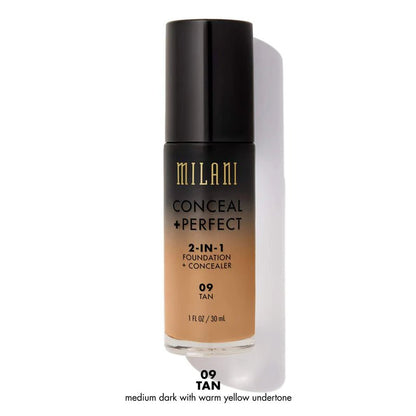 Milani Conceal + Perfect 2-in-1 Foundation + Concealer Tan 09 (Brand New but body is rough- See picture) - Ome's Beauty Mart