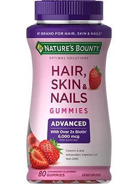 Nature’s Bounty Advanced Hair, Skin & Nails Gummies | 6000mcg Biotin | 80 Gummies - Ome's Beauty Mart