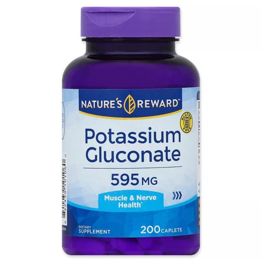 Nature's Reward Potassium Gluconate 595 mg 200 Caplets - Ome's Beauty Mart
