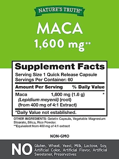 Nature's Truth MACA 1600mg 60 Capsules - Ome's Beauty Mart