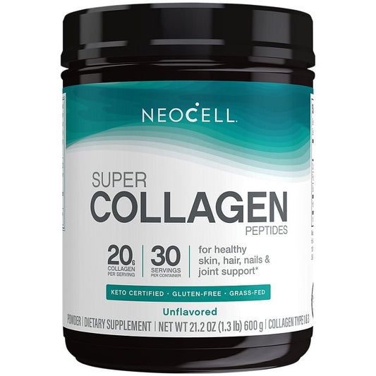 NeoCell Super Collagen Peptides Powder, Unflavored, 21.2oz (600g) -Green Pack - Ome's Beauty Mart