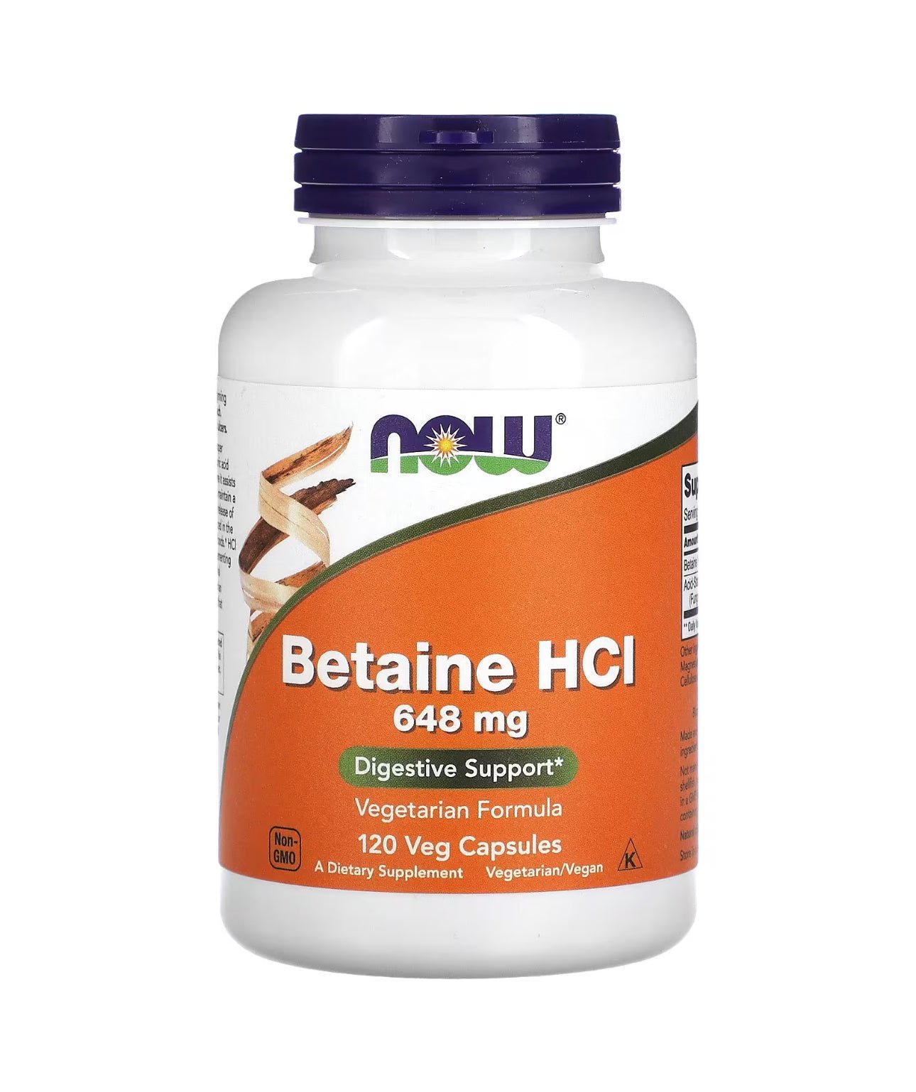 NOW Betaine HCL 648 mg | 120 Veg Capsules Exp 02/2026 - Ome's Beauty Mart