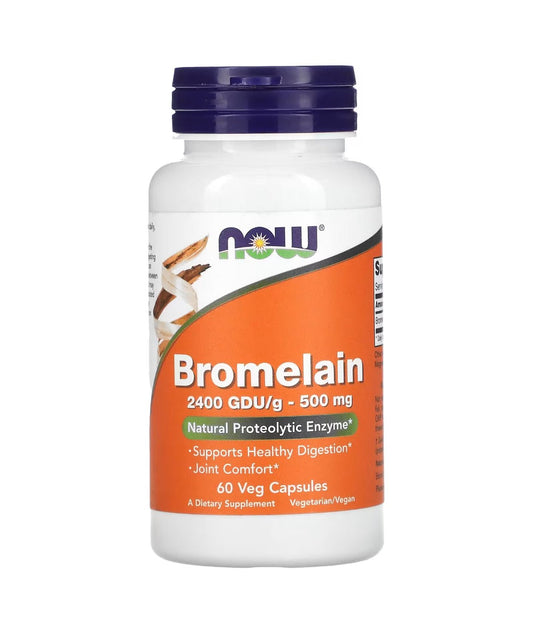 NOW Bromelain 500 mg | Natural Proteolytic Enzyme | Healthy Joints |Supports Healthy Digestion | 60 Veg Capsules Exp 11/2027 - Ome's Beauty Mart