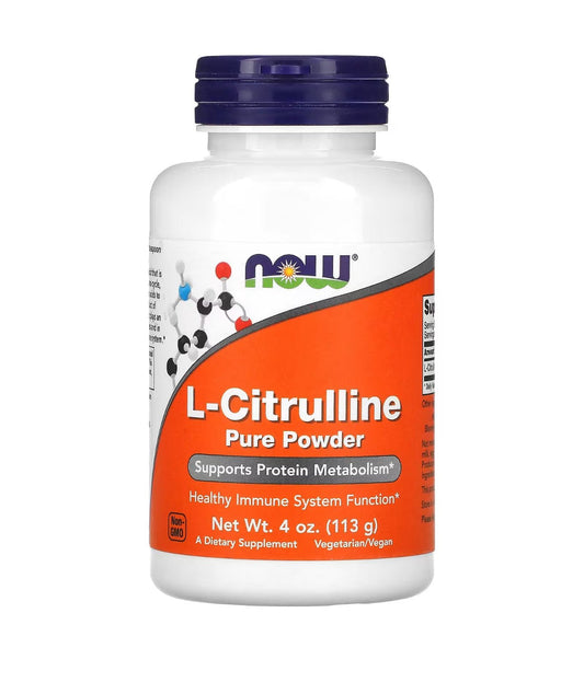 NOW L-Citrulline, Pure Powder | Supports Protein Metabolism | Healthy Immune System Function | 4 oz (113 g) Exp 07/2025 - Ome's Beauty Mart