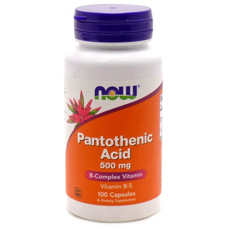 now Pantothenic Acid 500 mg B-Complex Vitamin 100 Veg Capdules - Ome's Beauty Mart