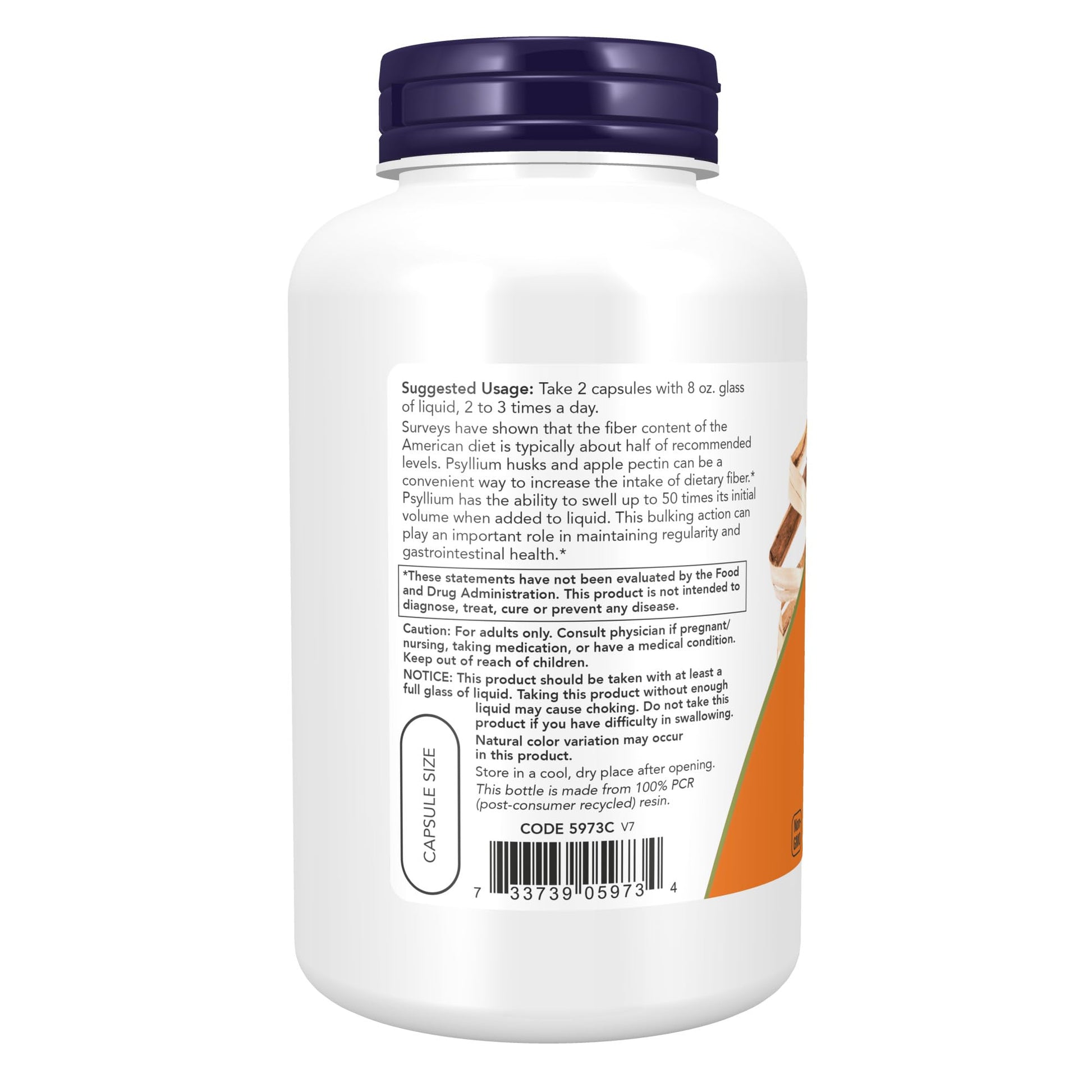 NOW Psyllium Husk Caps 700 mg with 50 mg of Apple Pectin | Intestinal Health | 180 Veg Capsules Exp 09/2026 - Ome's Beauty Mart