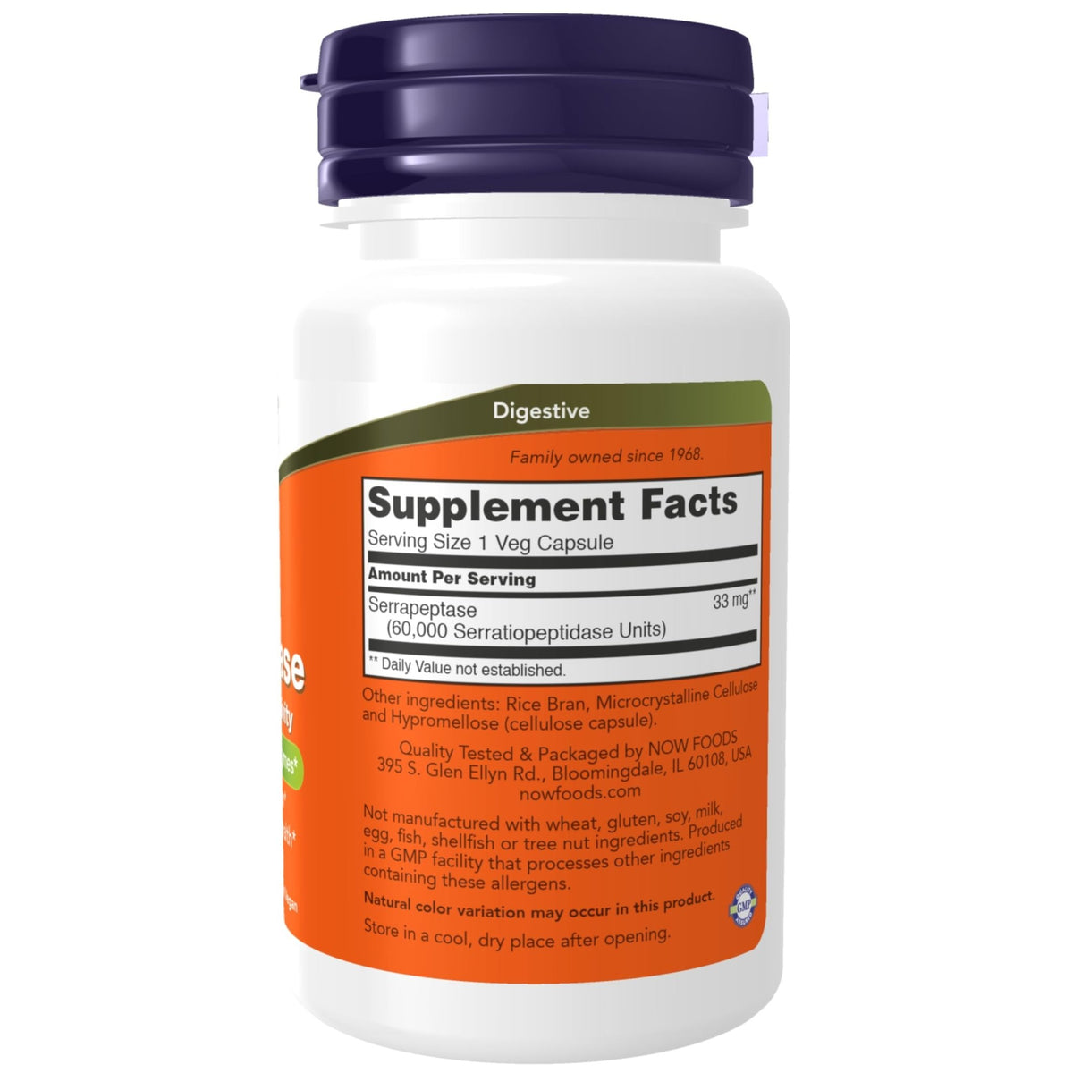 NOW Serrapeptase 60,000 SPU | 60 Veg Capsules - Ome's Beauty Mart