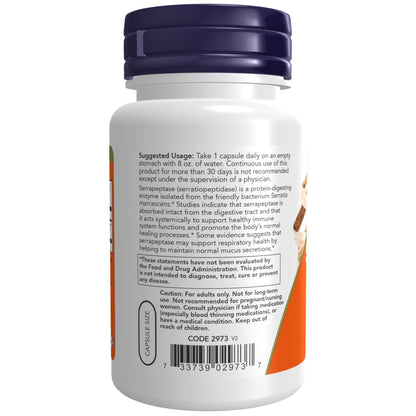 NOW Serrapeptase 60,000 SPU | 60 Veg Capsules - Ome's Beauty Mart
