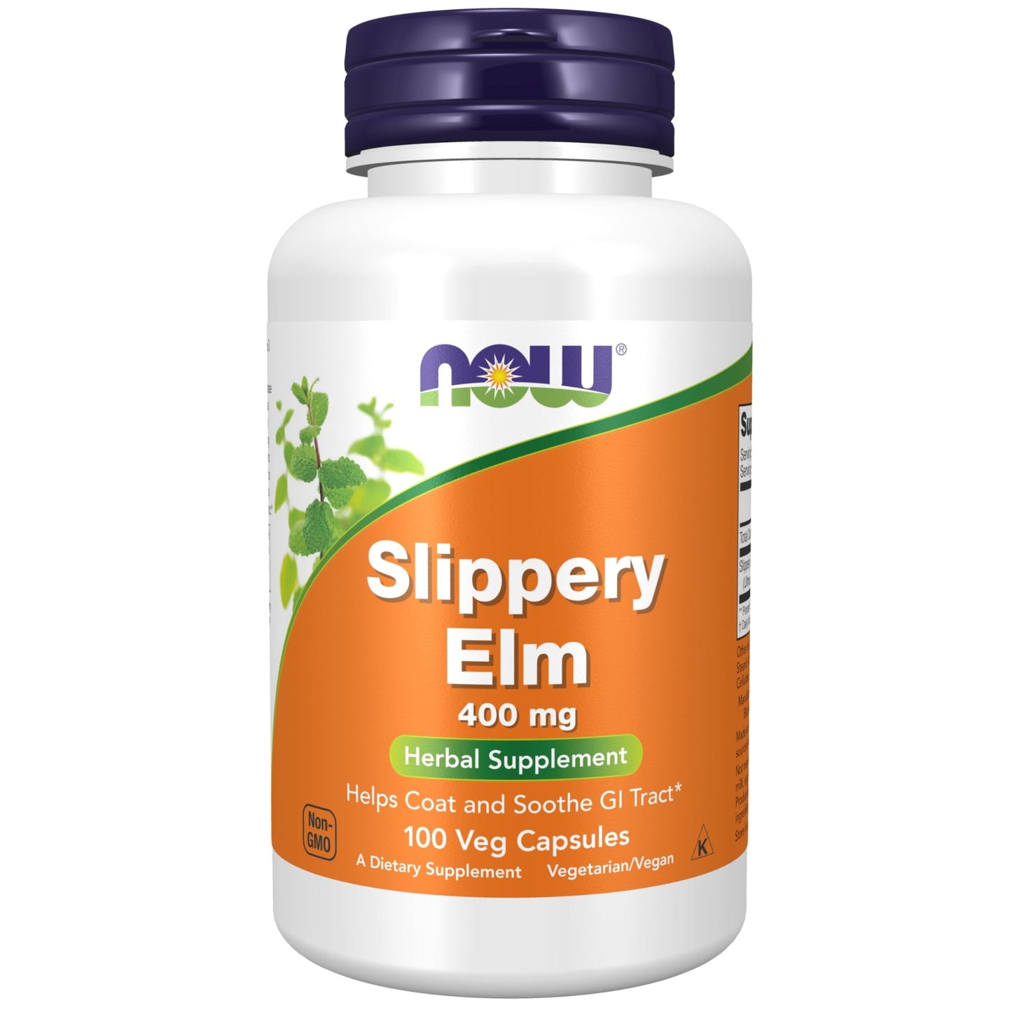 NOW Slippery Elm 400mg | 100 Capsules - Ome's Beauty Mart