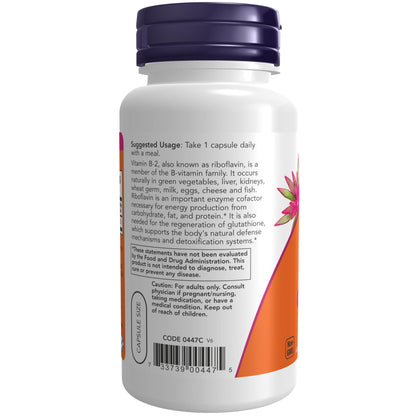 NOW Vitamin B-2 (Riboflavin) 100 mg | Energy Production | 100 Veg Capsules - Ome's Beauty Mart