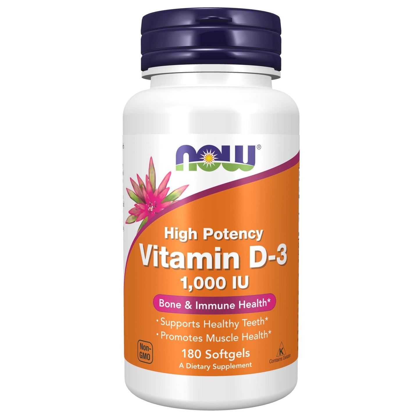 NOW Vitamin D-3 1,000 IU | High Potency | 180 Softgels - Ome's Beauty Mart