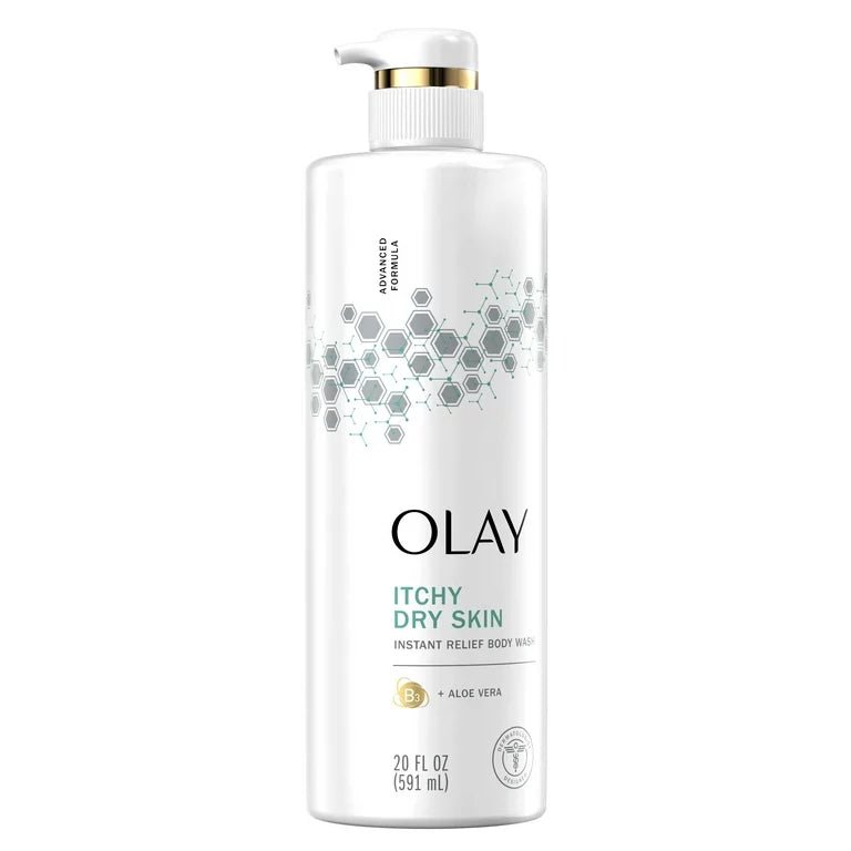 Olay Instant Relief Body Wash for Dry Itchy Skin | with Vitamin B3 Complex and Aloe Vera | Sensitive Skin | 20 fl oz (591 ml) - Ome's Beauty Mart