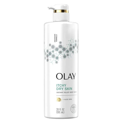 Olay Instant Relief Body Wash for Dry Itchy Skin | with Vitamin B3 Complex and Aloe Vera | Sensitive Skin | 20 fl oz (591 ml) - Ome's Beauty Mart