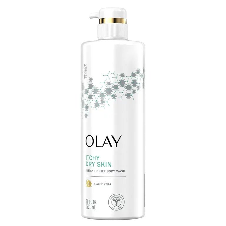 Olay Instant Relief Body Wash for Dry Itchy Skin | with Vitamin B3 Complex and Aloe Vera | Sensitive Skin | 20 fl oz (591 ml) - Ome's Beauty Mart