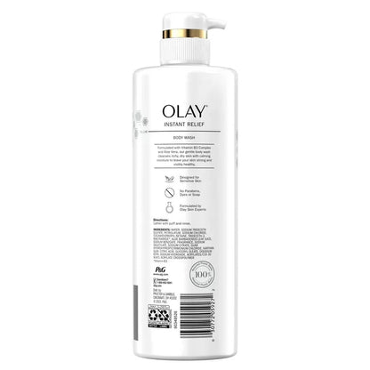 Olay Instant Relief Body Wash for Dry Itchy Skin | with Vitamin B3 Complex and Aloe Vera | Sensitive Skin | 20 fl oz (591 ml) - Ome's Beauty Mart