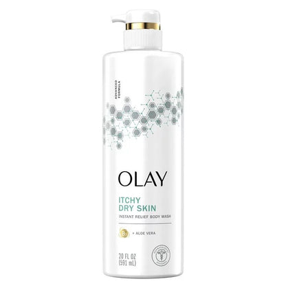 Olay Instant Relief Body Wash for Dry Itchy Skin | with Vitamin B3 Complex and Aloe Vera | Sensitive Skin | 20 fl oz (591 ml) - Ome's Beauty Mart