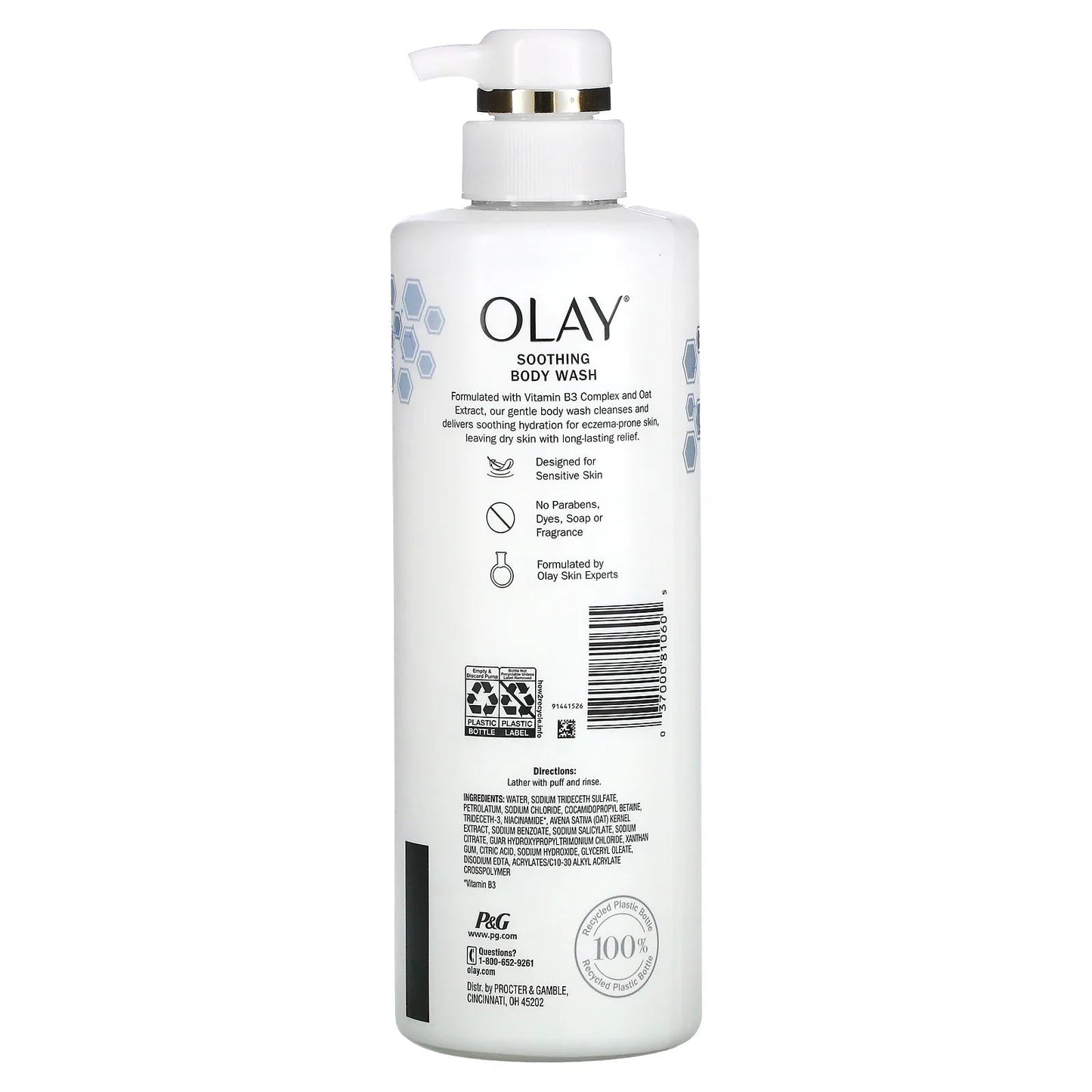 Olay Soothing Body Wash for Sensitive Skin -Ezcema Prone Skin with Oat Extract, 17.9 fl oz - 530 ml - Ome's Beauty Mart