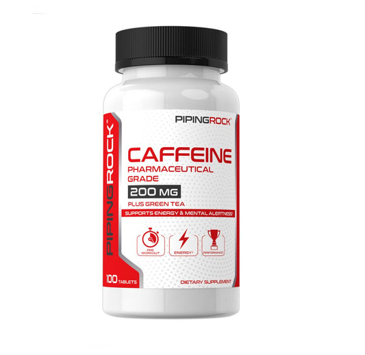 PipingRock Caffeine Plus Green Tea, 200 mg, 100 Tablets - Ome's Beauty Mart