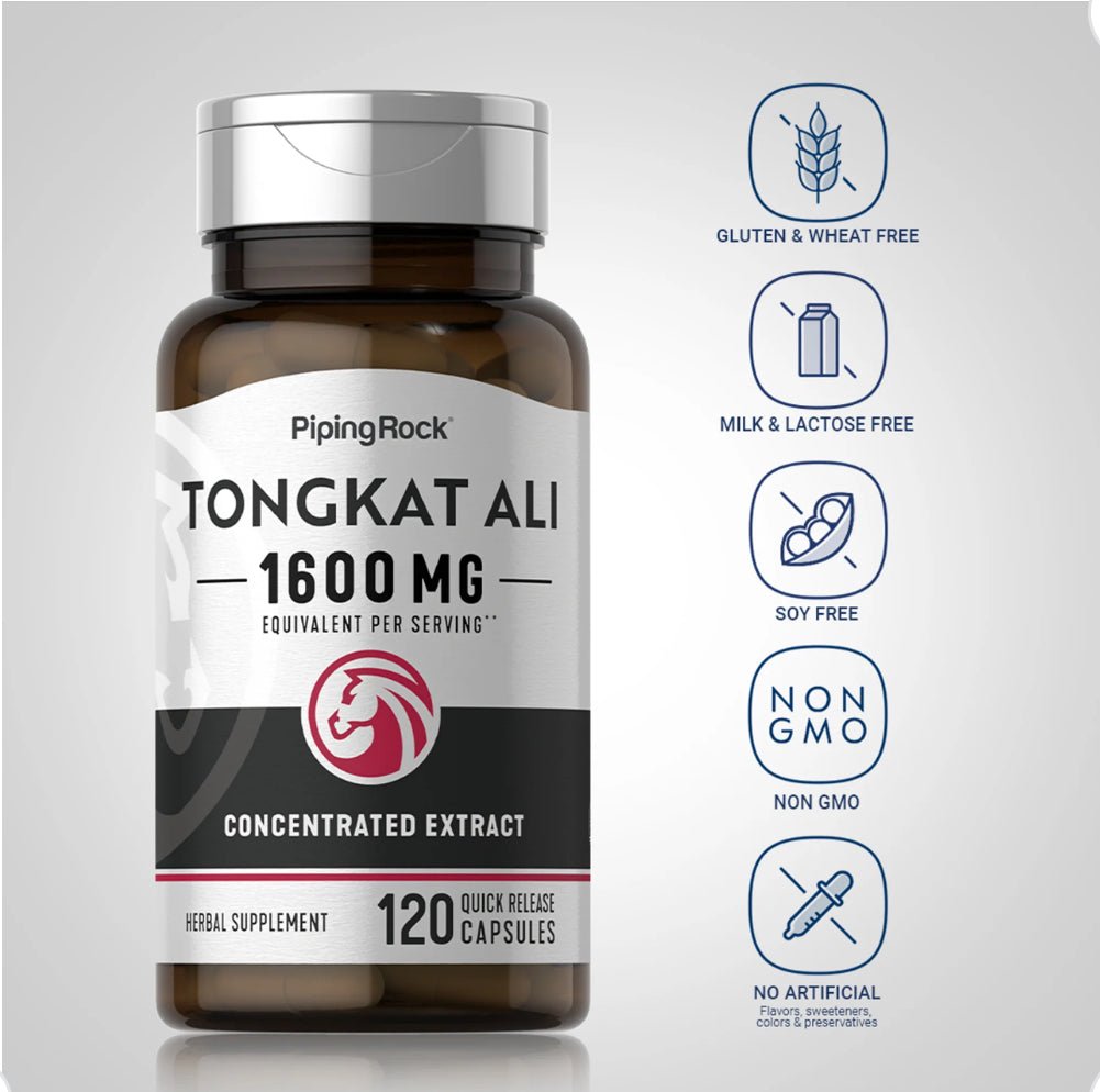 PipingRock Tongkat Ali Long Jack 1600 mg (per serving) | 120 Quick Release Capsules - Ome's Beauty Mart