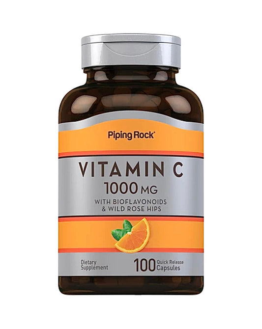 PipingRock Vitamin C - 1000mg with Bioflavonoids & Wild Rose Hips (Similar to Puritan’s Pride) 100 Capsules Exp 11/2026 - Ome's Beauty Mart