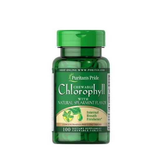 Puritan’s Pride Chewable Chlorophyll with Natural Spearmint Flavour - Ome's Beauty Mart
