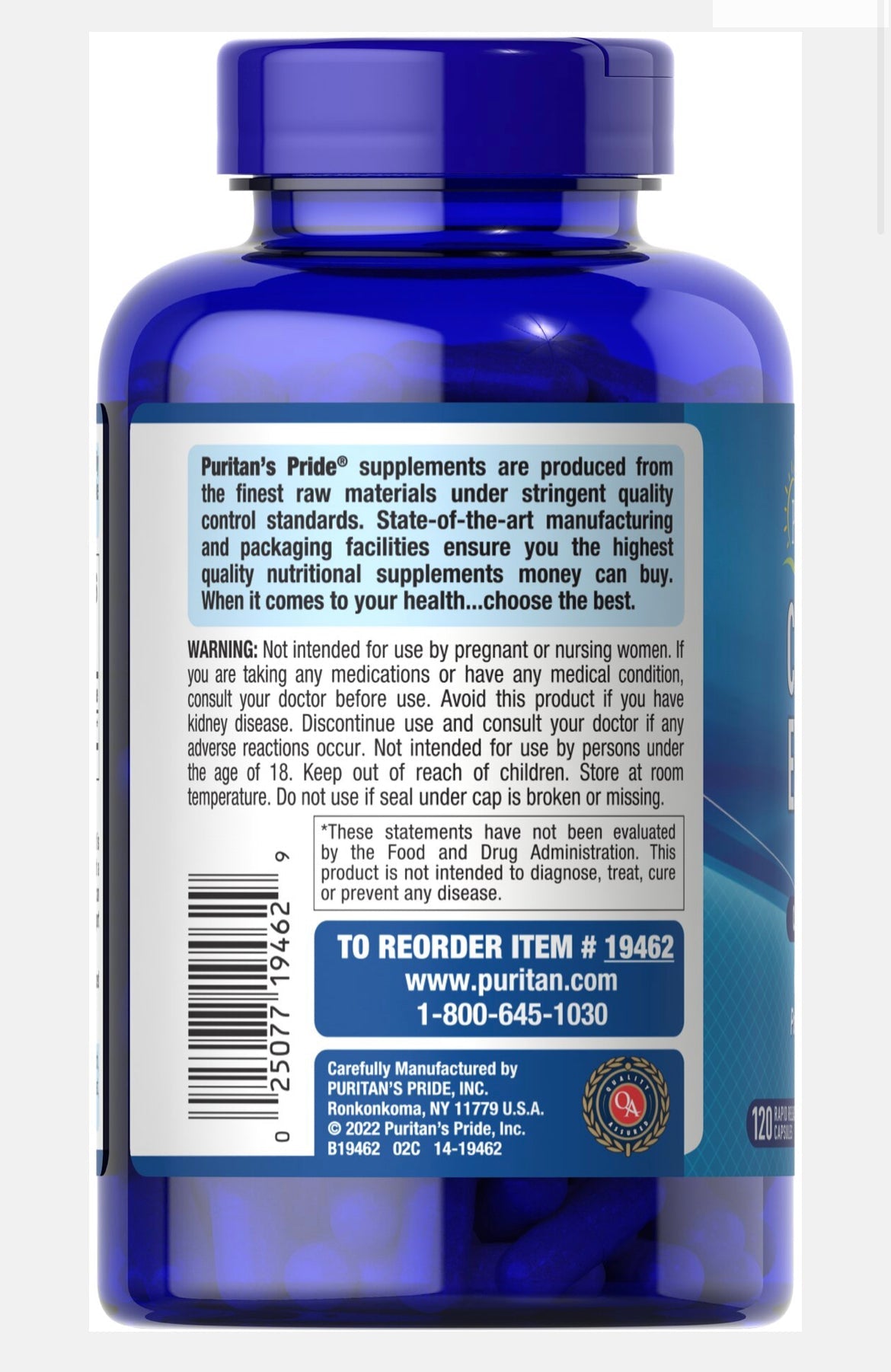 Puritan's Pride Creatine Extreme 1000 mg Creatine Monohydrate 120 Capsules - Ome's Beauty Mart